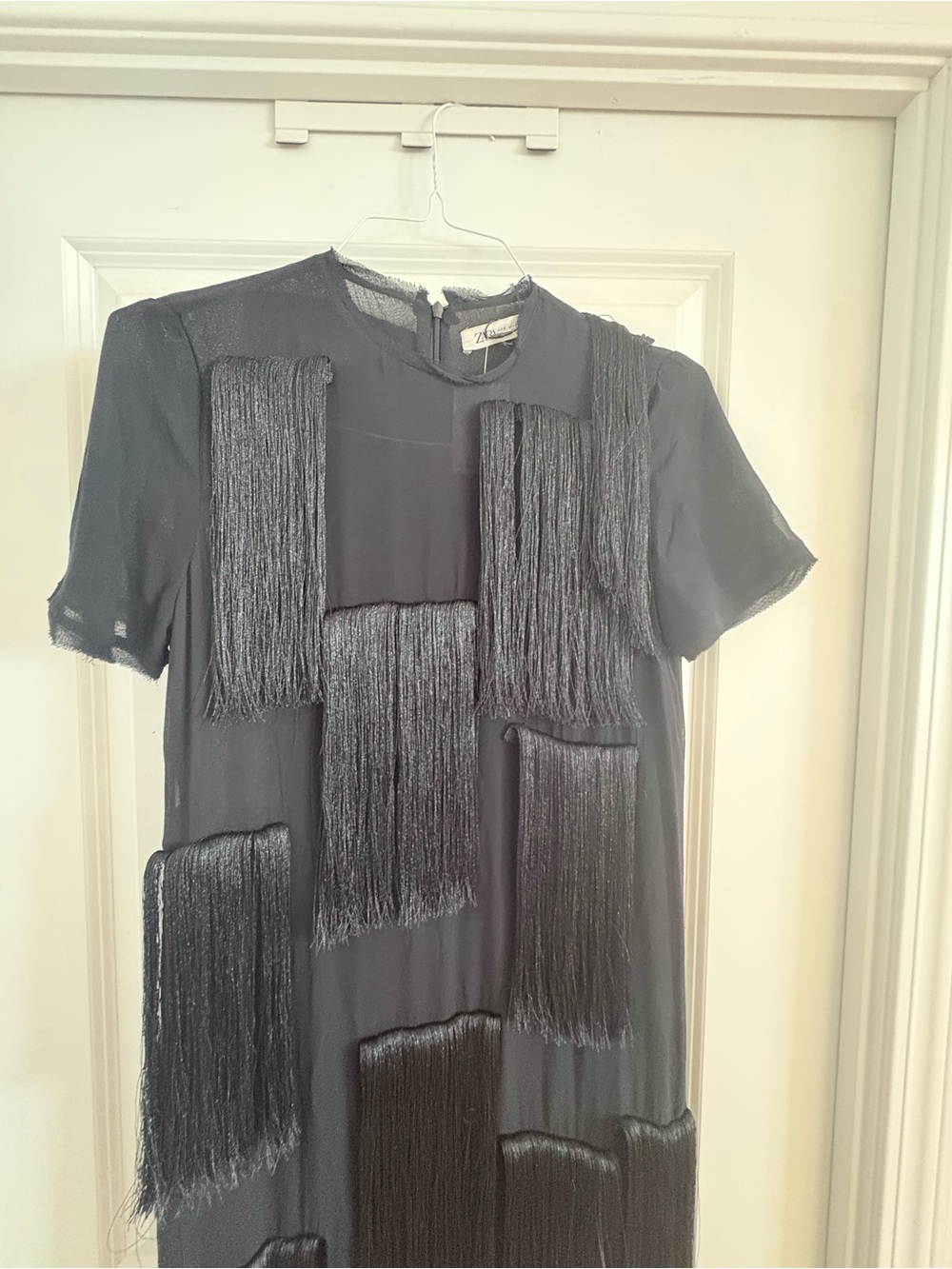 Zara ZW Collection Fringed Midi Dress Size S - Picture 7 of 14
